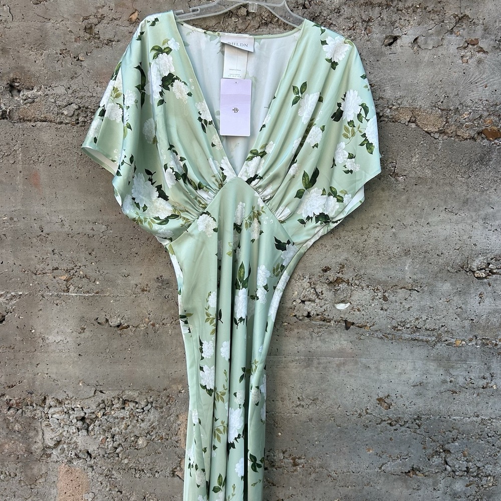 Anthropologie BHLDN Leila Deep-V Gown NWT Maxi Wedding Bridesmaid Spring Sz 8 - Picture 2 of 7